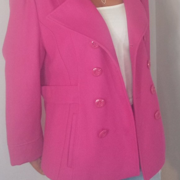 SOLD****Hot Pink Pea Coat Like New Size XL - Picture 5 of 5